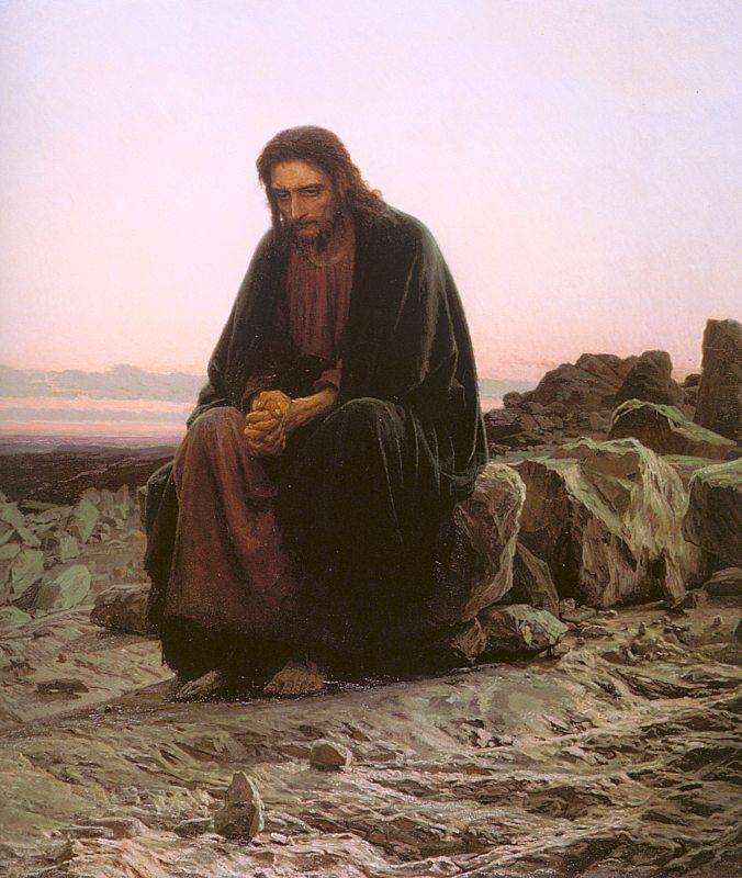 Kramskoy, Ivan Nikolaevich Christ in the Wilderness oil painting image